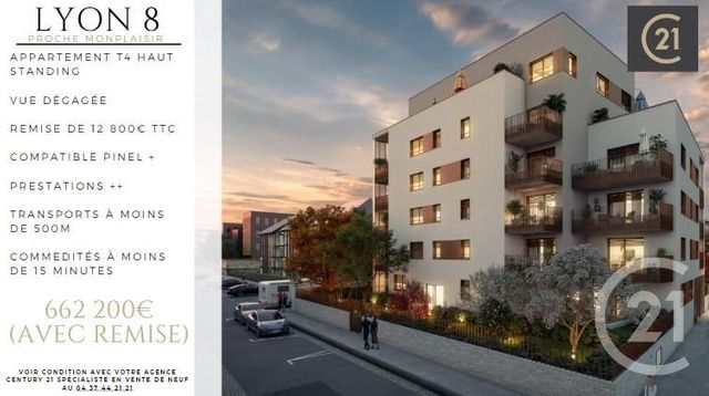 Appartement T4 à vendre - 4 pièces - 112.41 m2 - LYON - 69008 - RHONE-ALPES - Century 21 Villa Urbana