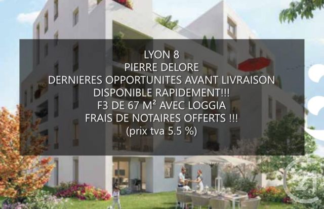 Appartement F3 à vendre - 3 pièces - 74.0 m2 - LYON - 69008 - RHONE-ALPES - Century 21 Villa Urbana