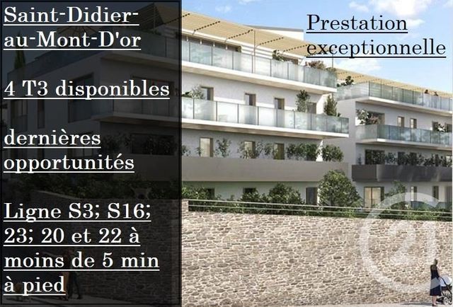 Appartement T3 à vendre - 3 pièces - 72.35 m2 - ST DIDIER AU MONT D OR - 69 - RHONE-ALPES - Century 21 Villa Urbana
