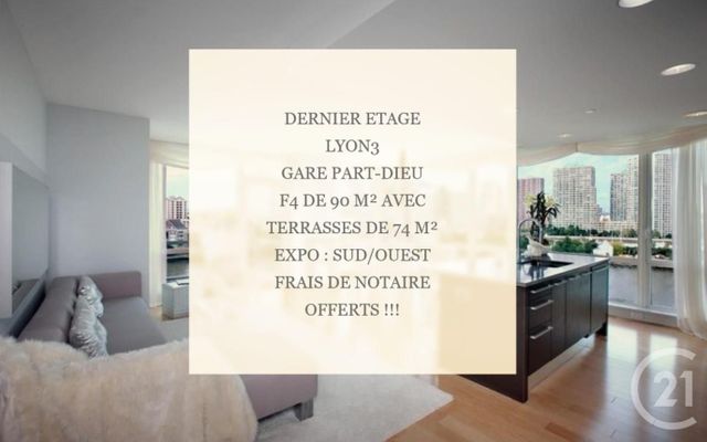 Appartement F4 à vendre - 4 pièces - 90.25 m2 - LYON - 69003 - RHONE-ALPES - Century 21 Villa Urbana