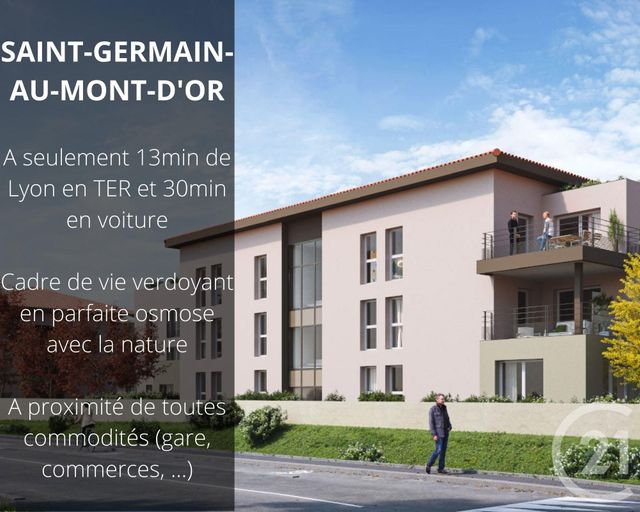 Appartement T2 à vendre - 2 pièces - 46.97 m2 - ST GERMAIN AU MONT D OR - 69 - RHONE-ALPES - Century 21 Villa Urbana