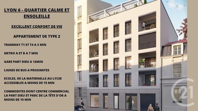 Appartement F2 à vendre - 2 pièces - 44.06 m2 - LYON - 69006 - RHONE-ALPES - Century 21 Villa Urbana