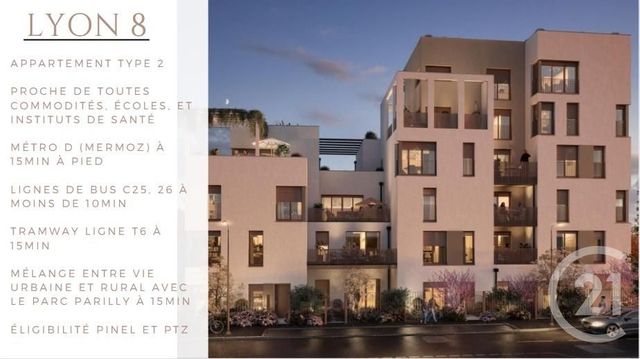 Appartement F2 à vendre - 2 pièces - 42.83 m2 - LYON - 69008 - RHONE-ALPES - Century 21 Villa Urbana