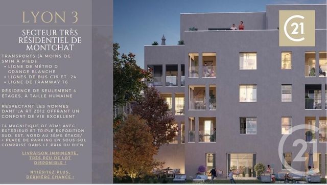 Appartement F4 à vendre - 4 pièces - 87.57 m2 - LYON - 69003 - RHONE-ALPES - Century 21 Villa Urbana