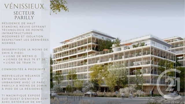 Appartement F1 à vendre - 1 pièce - 29.4 m2 - VENISSIEUX - 69 - RHONE-ALPES - Century 21 Villa Urbana