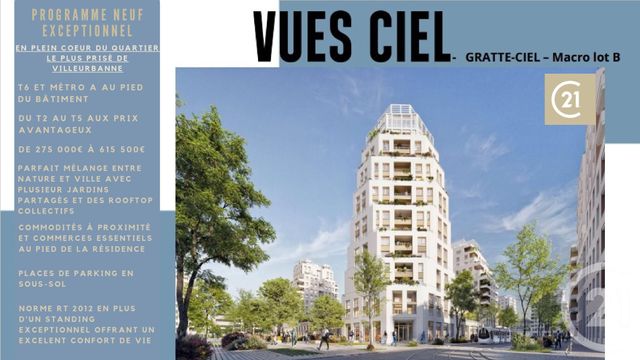 Appartement F3 à vendre - 3 pièces - 66.3 m2 - VILLEURBANNE - 69 - RHONE-ALPES - Century 21 Villa Urbana
